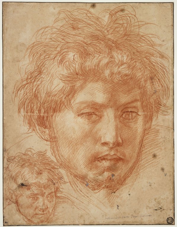 Deux études de têtes d'homme, de face