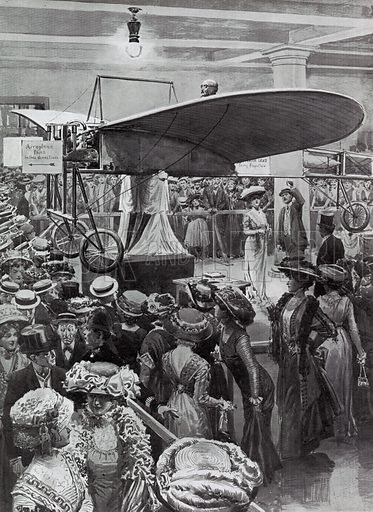 Crowds at Selfridge's examining the first aeroplane to cross the Channel