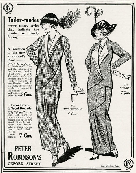 Advert for Peter Robinson's tailor -mades 1913