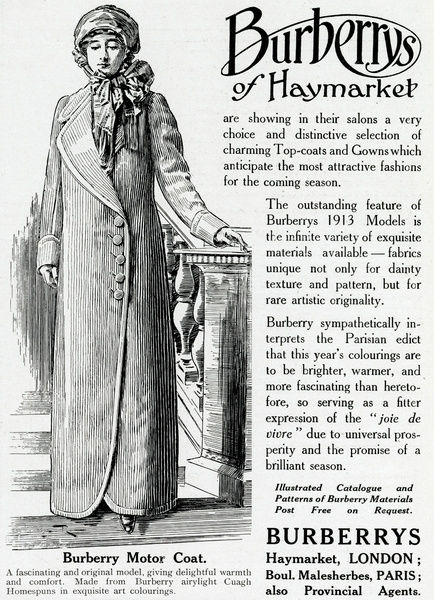 Advert for Burberry motor-coat 1913
