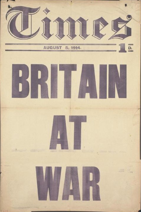The_Times_placard_Britain_at_War_Aug_1914